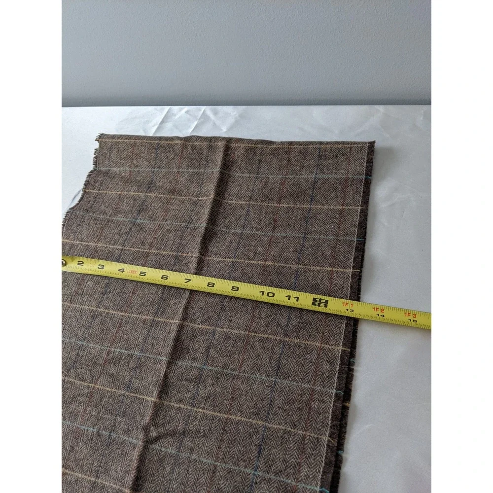 Pendleton Scarf Brown Herringbone Windowpane Plaid 100% Virgin Wool Made in USA